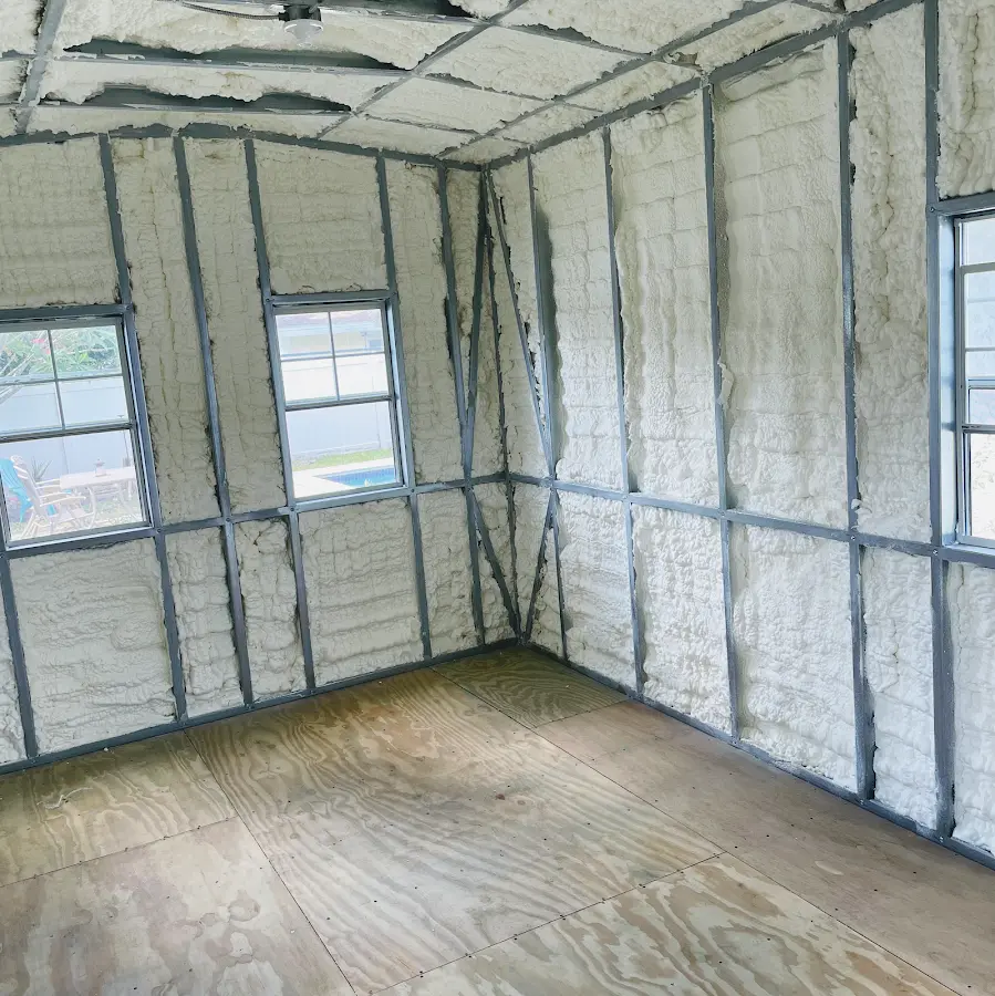 Closed-cell spray foam insulation applied to wall cavities in a residential project in Aspen